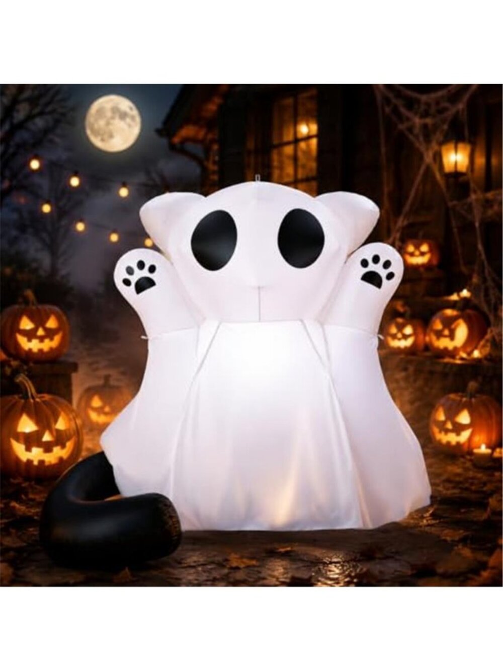 6 ft Ghost Cat Halloween Inflatable Decorations Blow up Kitten